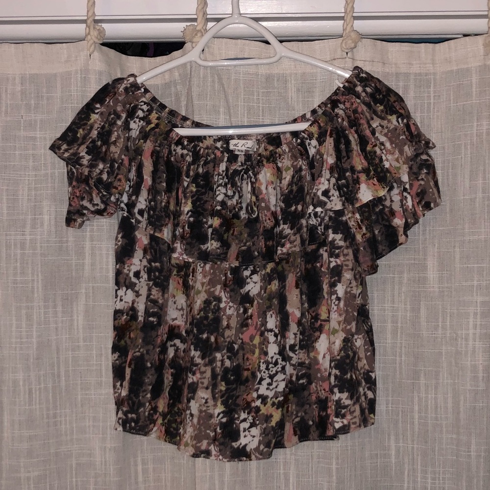 On the Road Off-Shoulder Patterned Blouse